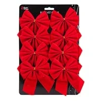 Image of 8 Pack 12cm Red Velvet Bows Christmas Tree Decoration