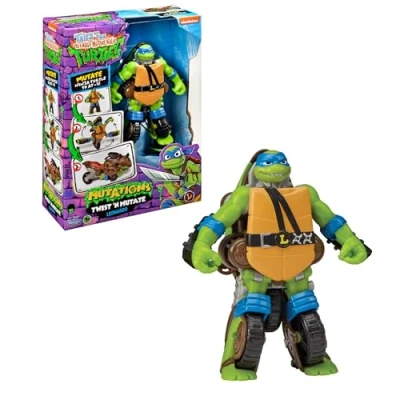 Image of NINJA TURTLES Transform Vehicle Action Figure Leo into a 3 Wheel Vehicle, 2 Collectible Dolls, Articulated Figures, Famous (TU845100)