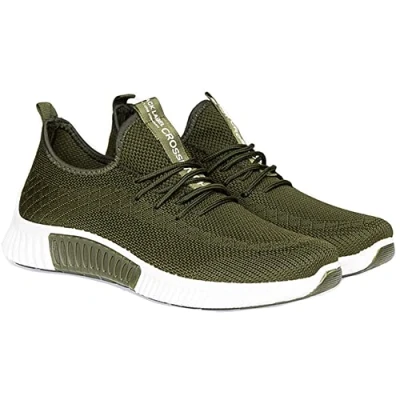 Image of Crosshatch New Mens Boys Trainers Lace up Lightweight Running Sports Gym Shoes Sneaker UK Olive 7