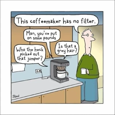 Image of Woodmansterne General Male/Female Funny Birthday/Blank Card for Men/Women &#039;No Filter&#039; Rude Coffee Machine Eco Friendly &amp; Recyclable