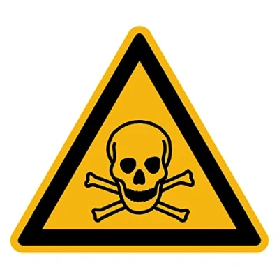 Image of Sticker Danger Warning NF ISO 7010 Laminated Triangular Signage Adhesive Water and UV Resistant Toxic Materials 15x15 cm