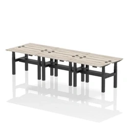 Image of Air B2B 1200x600mm Height Adjustable 6P Bench Desk CP Grey Oak/Black