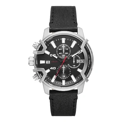 Image of Diesel Watch for Men Griffed, Chronograph Movement, 42 mm Silver Stainless Steel Case with a Leather Strap, DZ4603