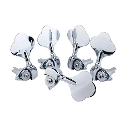 Image of Guyker Open Frame Electric Bass Machine Head (3R + 2L) 1:20 Ratio Gear Tuners Tuning Key Pegs chrome