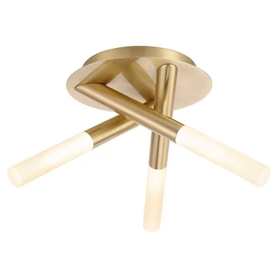 Image of Crux 3 Light Bathroom Ceiling Satin Brass IP44