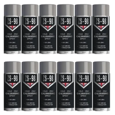 Image of ZS 98 Cold Zinc Bright Galvanising Aerosol Spray Paint 12x500ml