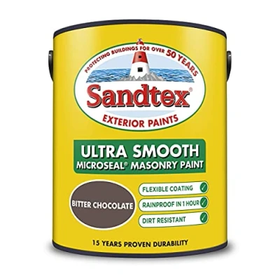 Image of Sandtex masonry paint, 5 litres, ultra smooth brickwork, brown