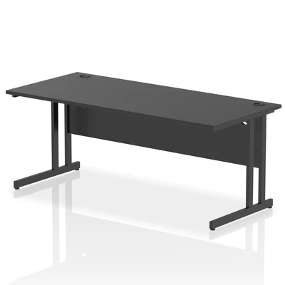 Image of Impulse 1800x800mm Straight Office Desk Black Top Cantilever Leg