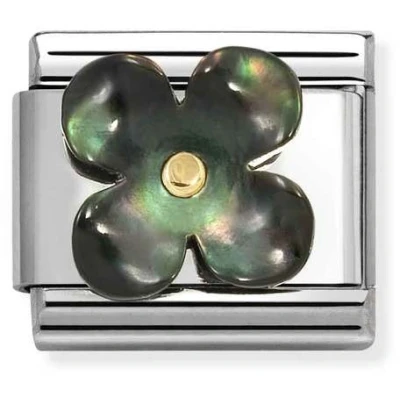 Image of Nomination Black Mother of Pearl Flower Charm