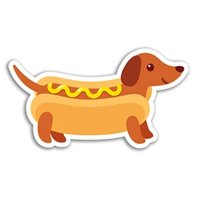 Image of 2 x 10cm Hot Dog Vinyl Stickers Dachshund Sausage Dogs Sticker Laptop #18550 (10cm Wide)