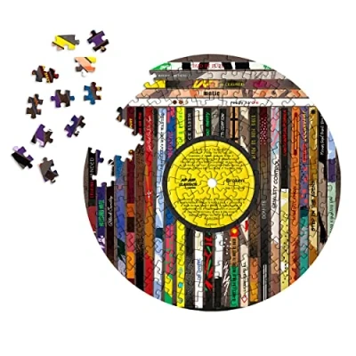 Image of Luckies of London Jigsaw Puzzle Vinyl Records Shaped Board Game Retro Inspired Wall Art &amp; Hanging 200 Piece Puzzles Mindfulness Gifts For Women Men Hip Hop Classics