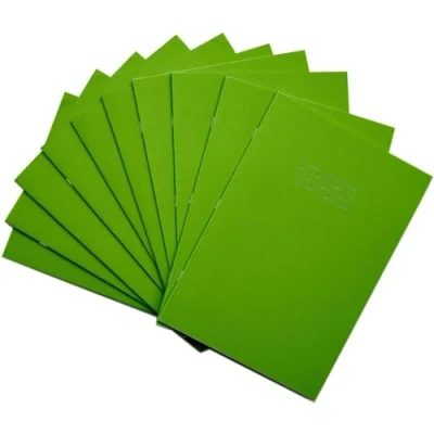 Image of Rhino A4 Exercise Books, 64 Page/Top Half Blank &amp; Bottom 15mm Lined Paper Notebook, 10 Pack, Office School Stationery Supplies, Light Green