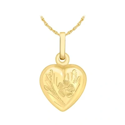 Image of Carissima Gold Women&#039;s 9ct Yellow Heart Flower Locket Pendant on Prince of Wales Chain Necklace 46cm/18&quot;