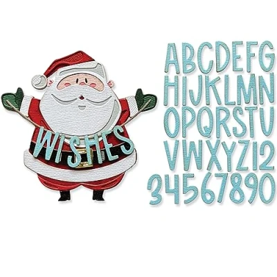 Image of Sizzix Thinlits Die Set 49PK Santa Greetings Colorize by Tim Holtz 666338 Metal, Wafer Thin Cutting Dies for Scrapbooking, Embossing, Journalling