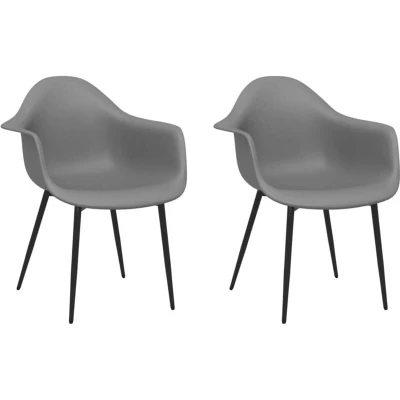 Image of vidaXL Dining Chairs 2 pcs Grey PP