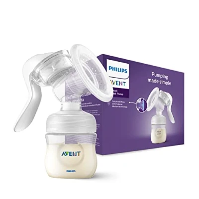 Image of Philips Avent Manual Breast Pump BPA Free Single Hand (Model SCF430/01), White, Transparent