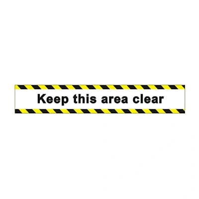 Image of Keep This Area Clear Steps Sign, Anti slip Laminated Floor Sticker, Self Adhesive Backed, W600mm x H100mm)