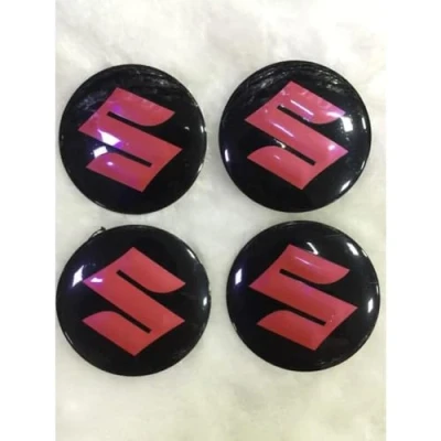 Image of 4 Pcs Hub Centre Caps for Suzuki 55mm, Wheel Sticker Rim Protectors Badge Logo Trims Caps,Red