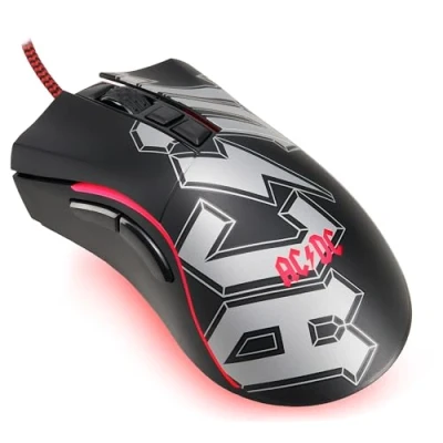 Image of Subsonic AC/DC Wired Gaming Mouse 7200 Dpi Optical Sensor Ergonomic Shape 7 Programmable Buttons Officially Licensed Gift