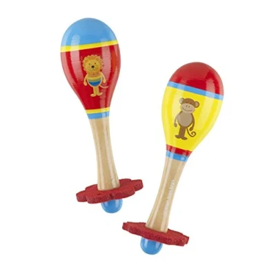 Image of Orange Tree Toys Lion &amp; Monkey Wooden Maraca Set