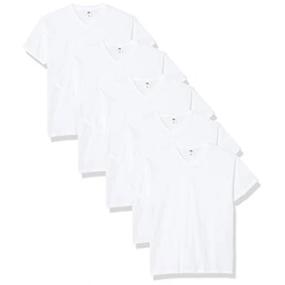 Image of Fruit of the Loom Men&#039;s Original V Neck Tee, 5 Pack T Shirt, White (White 30), XXXXX Large (Size:5XL) (Pack 5)