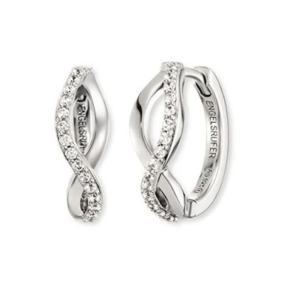 Image of Engelsrufer Paradise Women&#039;s Sterling Silver Cubic Zirconia Clip Hoop Earrings, 1,7 cm, Silver,