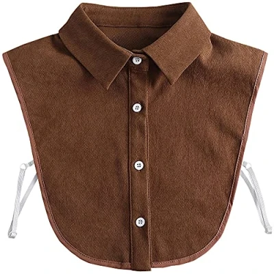 Image of LoudSung Fake Collar Detachable Blouse False Half Shirts Brown Designed Top Elegant for Women Girls
