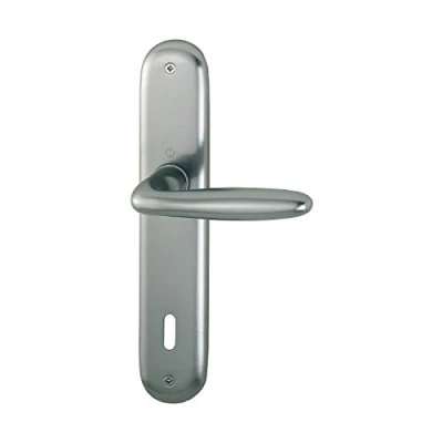 Image of HOPPE Verona 2949543 Door Handle Set on Plate BB 90, Thickness 37 47, VK 8/8.5 Stainless Steel Effect