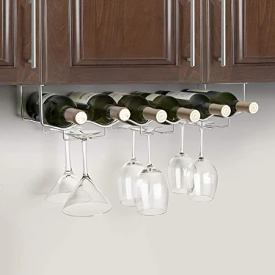 Image of Final Touch Under Cabinet Wine Rack 6 Bottle with Glass