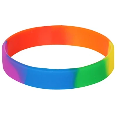 Image of TRIXES Silicone Rainbow Wristband Accessory for Gay Pride LGBTQIA2s+ Festival Bracelet Men Women Water Resistant Multicoloured Sport Wrist Band