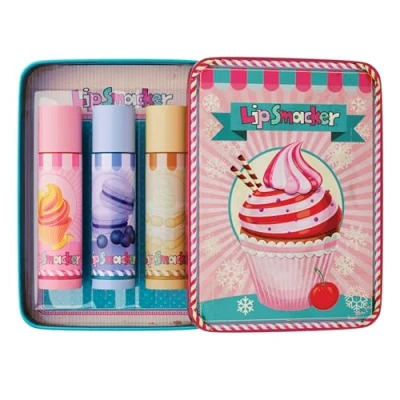 Image of Lip Smacker Balm Tin Trio, 3 Piece Kids Gift Set, Pastry Edition, Moisturizing and Easy to Apply, Infused with Castor Seed Oil