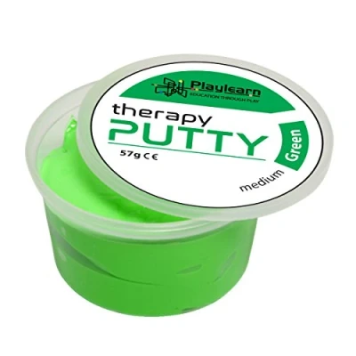 Image of Playlearn Therapy Putty Medium Resistance Squeezable Non Toxic, Hand Exercise, Colour Coded Green for Adults &amp; Children 57g (2oz) Tubs