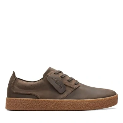 Image of Clarks Men&#039;s StreethillLace Sneaker, Dark Olive Lea, 6.5 UK