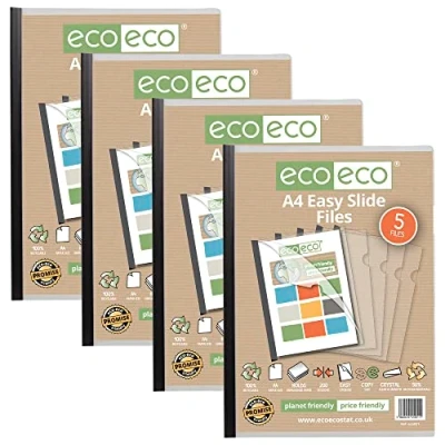 Image of eco A4 50% Recycled Bag 20 Easy Slide Files, Clip bar Project Report eco051x4 Black