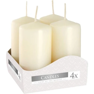 Image of 3 x Set of 4 Pillar Candles 40 80 mm Ivory