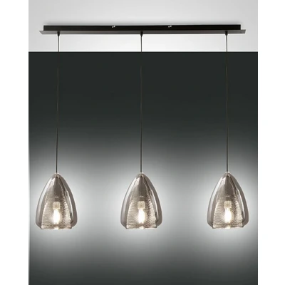 Image of Britton Straight Bar Pendant Ceiling Light Transparent Grey Glass, E27