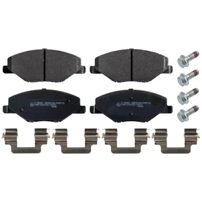 Image of 6RU698151, 6RU698151A, 6RU698151B Brake pad set BLUE PRINT ADBP420007 Front Axle with fastening material attachment