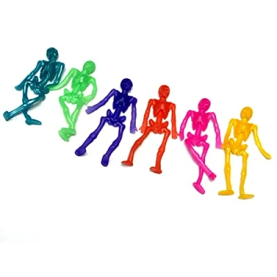 Image of MVS Wholesale 12 x Assorted Colours Creepy Scary Stretchy Bendy Skeletons By Cathys Capsules, GreatHalloween Goodie Bags, Novelty Stretch ToysParty Games &amp; Bag Favours, Multicoloured (STRETCHYSKE01)