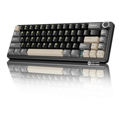 Image of MAMBASNAKE X ATTACK SHARK X66 65% Wireless Mechanical Keyboard with Knob, 66 Keys Gasket Hot Swap RGB Gaming 60 Percent, BT/2.4G/USB C, Linear Switch, PBT Keycaps Starry Black