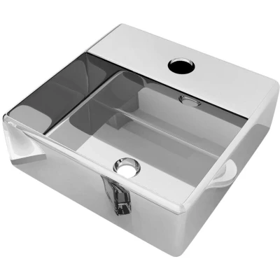 Image of vidaXL Wash Basin with Faucet Hole 38x30x11.5 cm Ceramic Silver