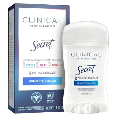 Image of Secret Clinical Strength Clear Gel Women&#039;s Antiperspirant &amp; Deodorant Completely Clean Scent 1.6 Oz, 1.600 Fluid Ounce
