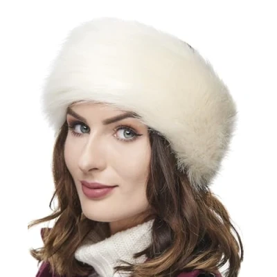Image of Futrzane Classic Headband Faux Fur Headbands for Women Furry Band Winter Size S (Ecru Classic)
