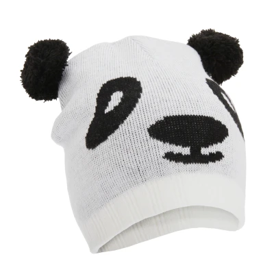 Image of FLOSO Childrens/Kids Unisex Animal Design Winter Beanie Hat (Tiger, Panda, Bear, Dog) (Panda) White One Size