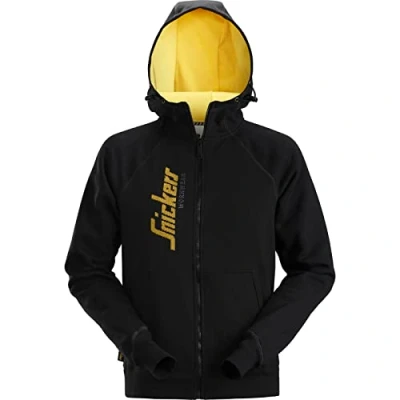 Image of Snickers 2888 Logo Full Zip Sweatshirt Hoodie Black S