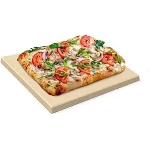 Image of Vintage Gourmet ® Professional Pizza Oven Tool Set for Chef, Paddle, Peel, Rake, Brush, Stone (Pro Cordierite 30x38cm x 15mm Thick)