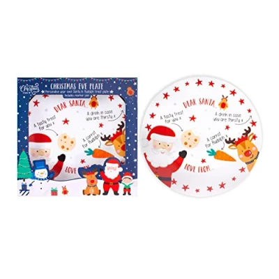 Image of YöL Christmas Eve Porcelain Plate Personalised Santa Rudolph Cookie Carrot