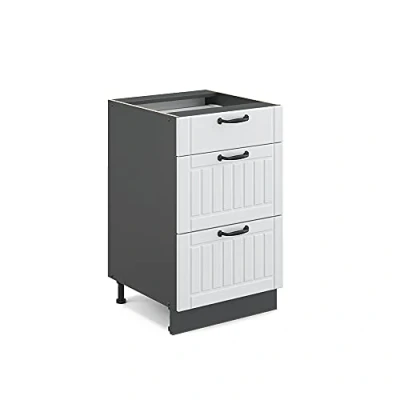Image of Vicco Kitchen base cabinet Fame Line, White country house/Anthracite, 50 cm without worktop