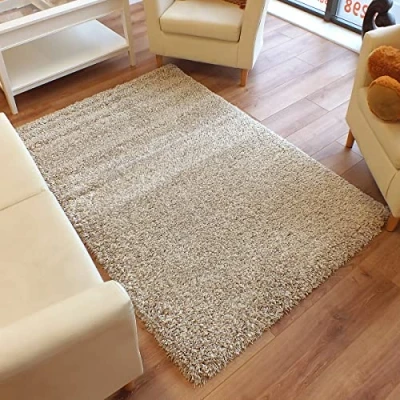 Image of Twilight Rug Thick Luxurious Shaggy Linen Ivory Mix 2m X 2.5m (6&#039;6 8&#039;2 approx)