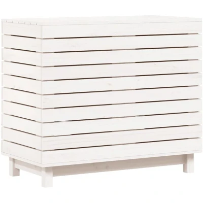 Image of vidaXL Laundry Basket White 88.5x44x76 cm Solid Wood Pine