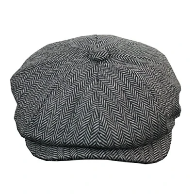 Image of TruClothing Mens Tweed Newsboy Cap Baker Boy Flat Check Grandad Hat Blinder 8 Panel Grey XXL